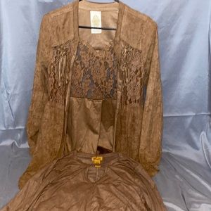 Faux suede cardigan & shirt